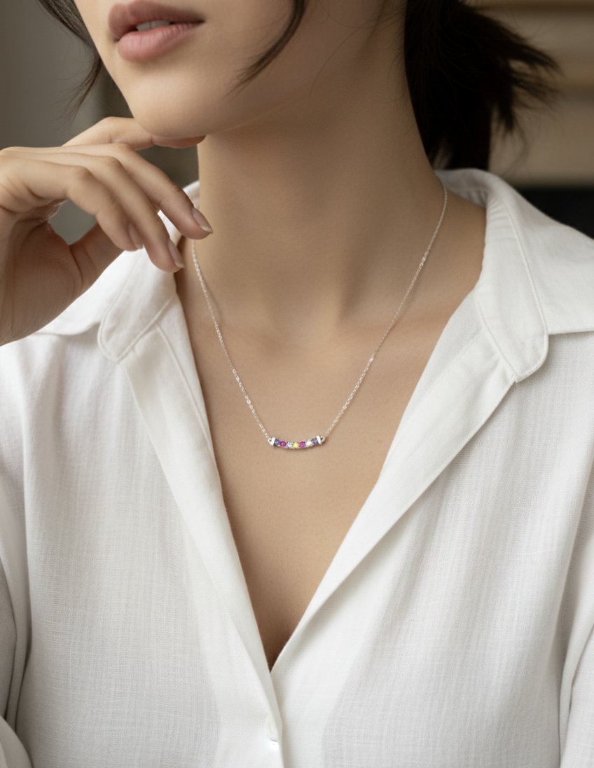 Multiple color stones necklace