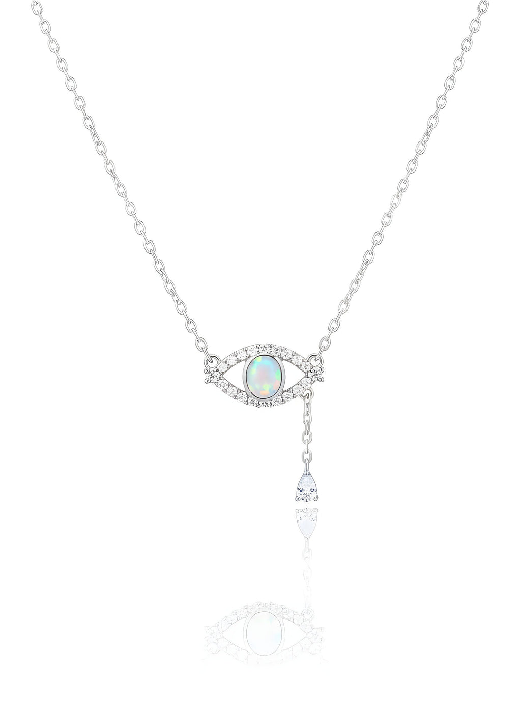 Dainty Opal Evil Eye Necklace | 925 Italian Silver