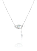 Dainty Opal Evil Eye Necklace | 925 Italian Silver