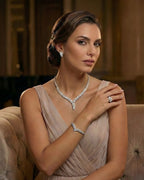Luxurious 4-Piece Silver Tone Bridal Jewelry Set