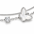 925 Sterling Silver Double-Layer Butterfly &amp; Zircon Bracelet