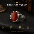 Premium Yemeni Aqeeq Silver Ring for Men - Handcrafted 990 Sterling Silver