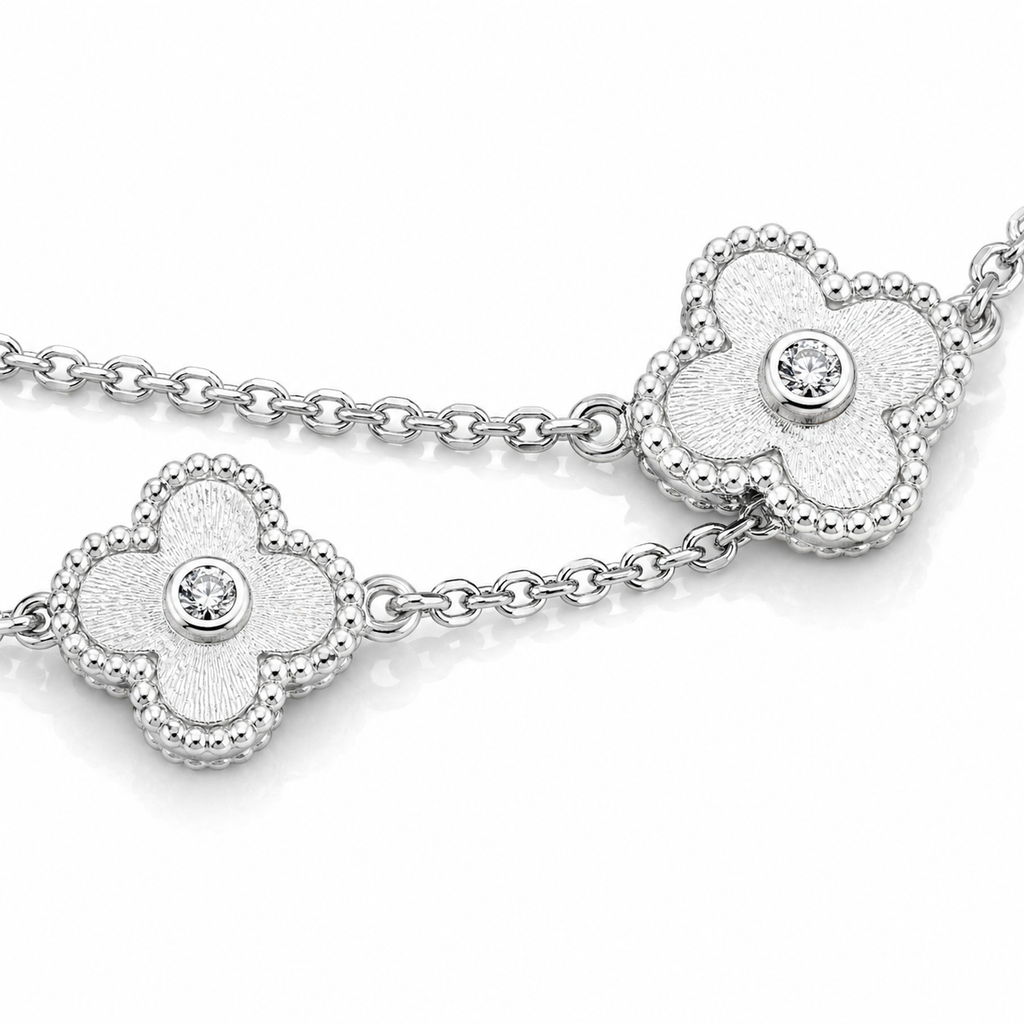 925 Sterling Silver Triple Clover Station Bracelet – Alhambra Inspired