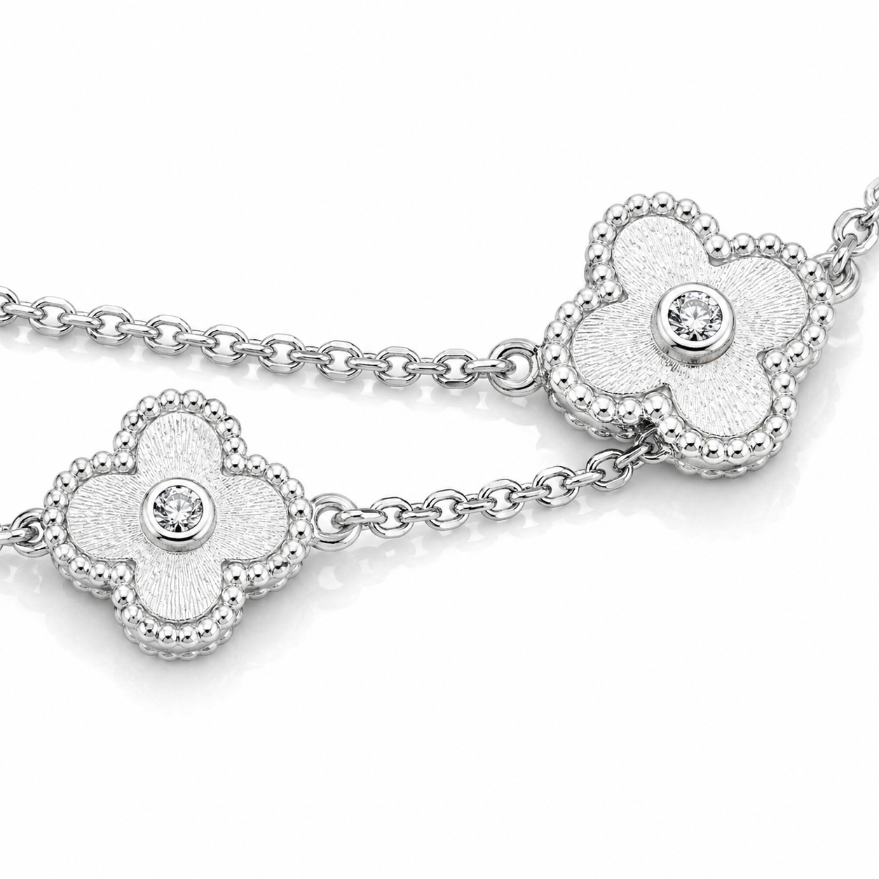925 Sterling Silver Triple Clover Station Bracelet – Alhambra Inspired