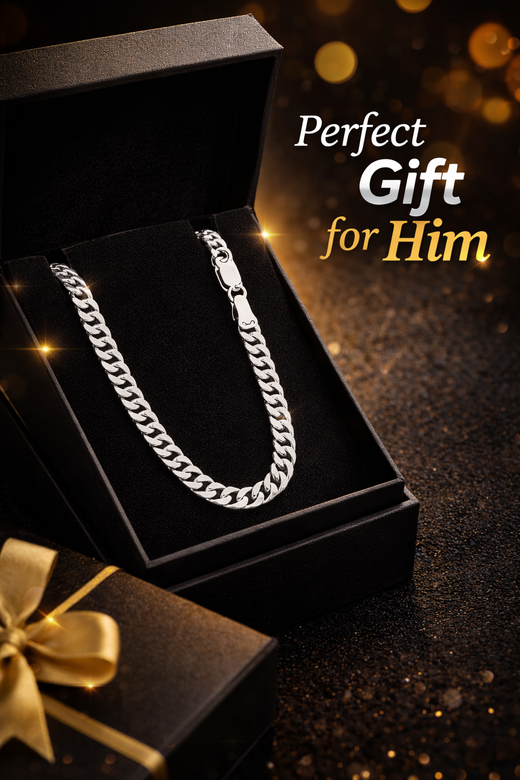 Men's Silver Cuban Curb Link Chain - Premium Stainless Steel Jewelry for Gents