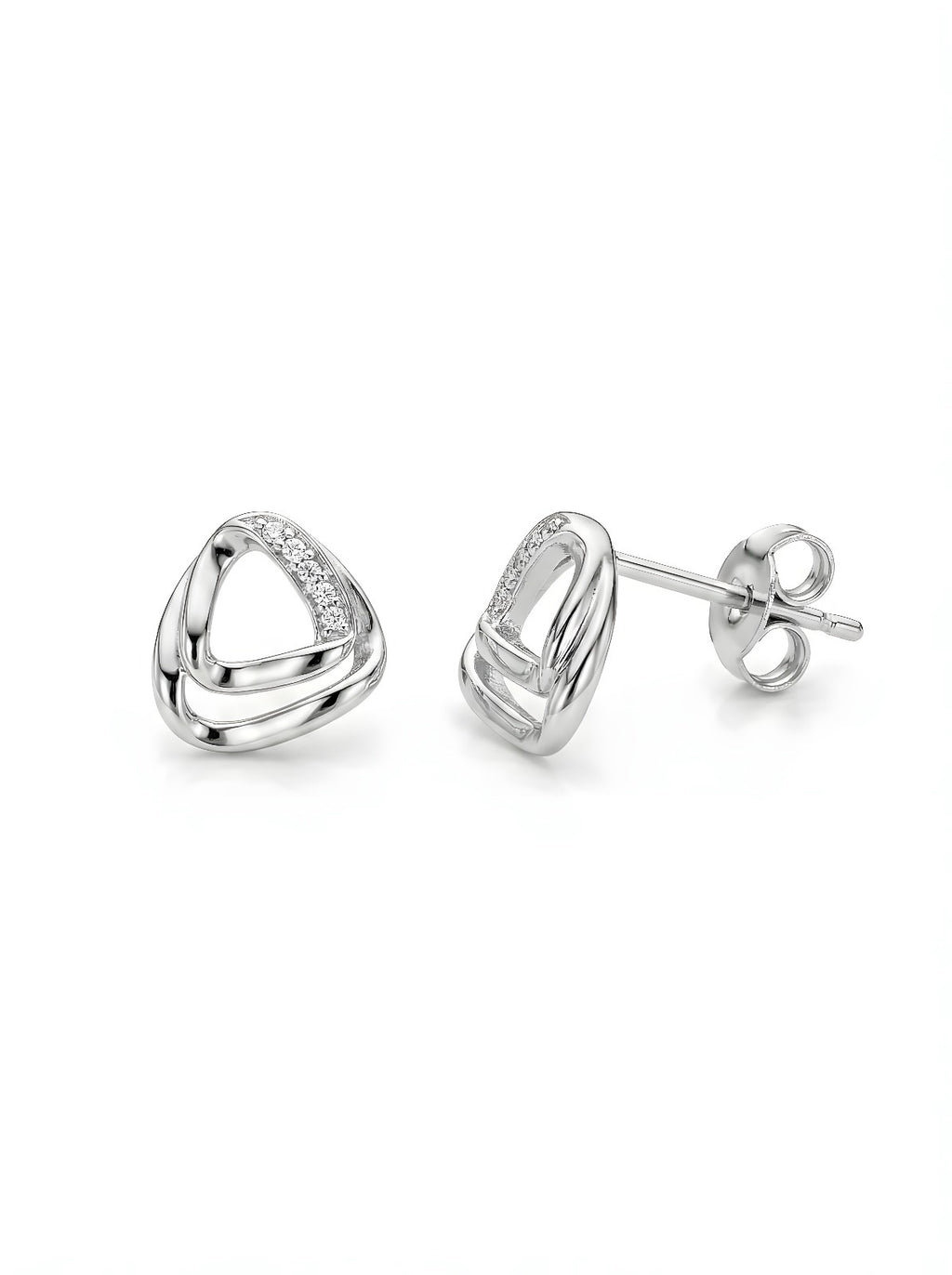 Sterling Silver Geometric Triangle Stud Earrings