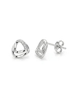 Pair of silver earrings on a white background