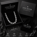 Authentic 925 Sterling Silver Star-Embossed Textured Link Chain for Men (55cm, 29g)