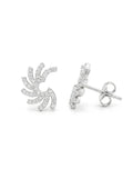 Sparkling Silver Pave Swirl Stud Earrings