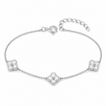 925 Sterling Silver Triple Clover Station Bracelet – Alhambra Inspired