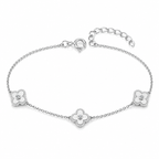 925 Sterling Silver Triple Clover Station Bracelet – Alhambra Inspired