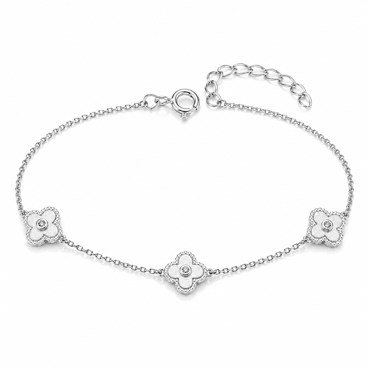 925 Sterling Silver Triple Clover Station Bracelet – Alhambra Inspired