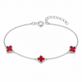 925 Sterling Silver Triple Red Clover Station Bracelet – Alhambra Inspired