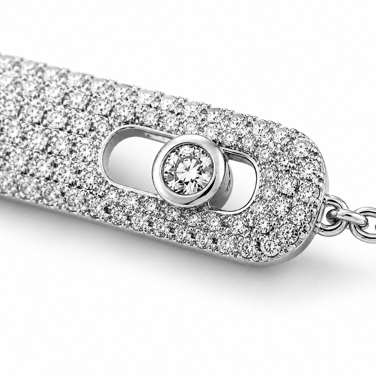 925 Sterling Silver Micro-Pavé Bar Bracelet with Floating Zircon
