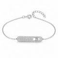 925 Sterling Silver Micro-Pavé Bar Bracelet with Floating Zircon