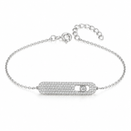 925 Sterling Silver Micro-Pavé Bar Bracelet with Floating Zircon