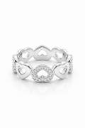 925 Italian Silver Heart Eternity Ring with Pave Zircons - Size 7