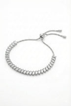925 Italian Silver Baguette-Cut Adjustable Slider Bracelet
