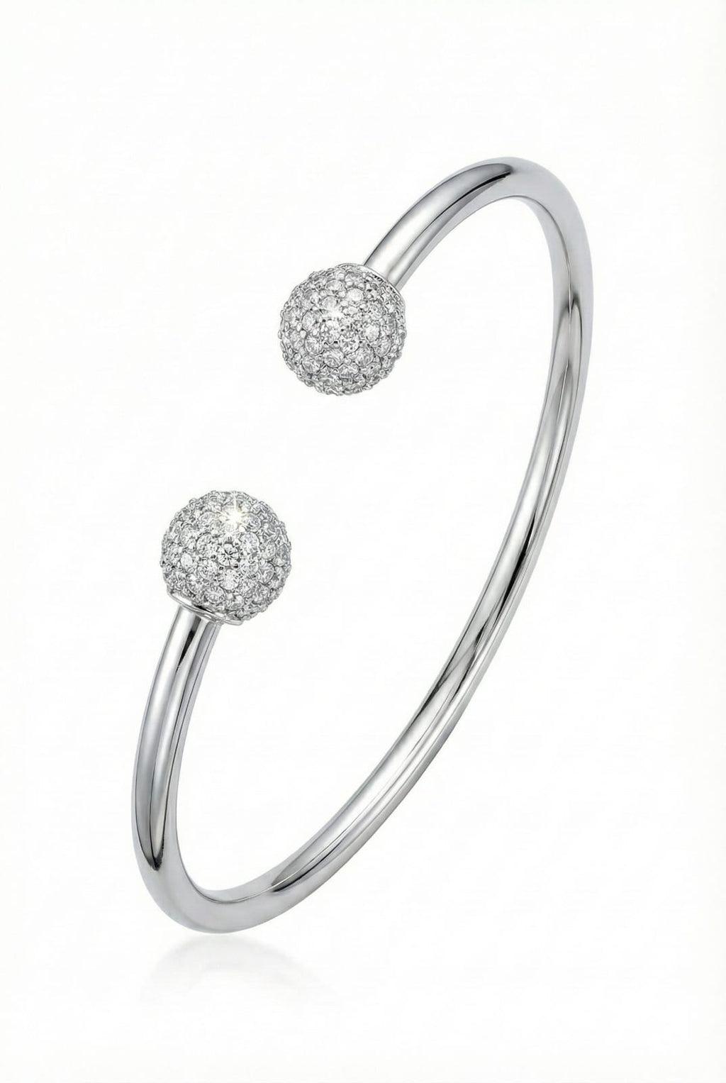 Sparkling Silver Tone Open Cuff Bangle Bracelet