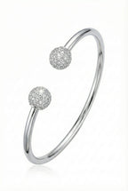 Sparkling Silver Tone Open Cuff Bangle Bracelet