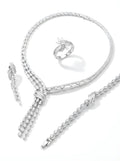 4-Piece Silver Tone Ribbon Jewelry Sett
