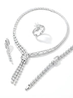 4-Piece Silver Tone Ribbon Jewelry Sett
