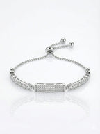 Sparkling Silver Tone Adjustable Bolo Bracelet