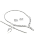 Luxurious 4-Piece Silver Tone Bridal Jewelry Set