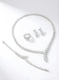 Exquisite 46g Rhodium Plated 925 Italian Silver Leaf Design Jewellery Set