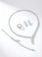Exquisite 46g Rhodium Plated 925 Italian Silver Leaf Design Jewellery Set