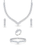 Elegant 4-Piece Silver Leaf Motif Bridal Jewelry Set