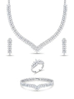 Elegant 4-Piece Silver Leaf Motif Bridal Jewelry Set