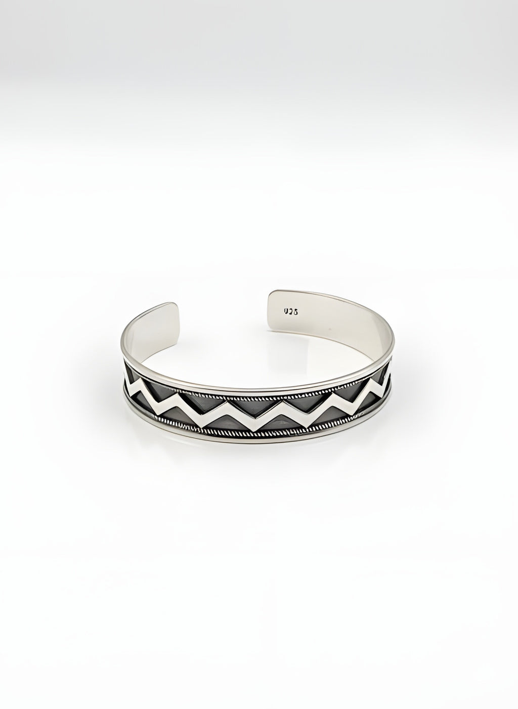 Bold 25.90g 925 Italian Silver Geometric Zig-Zag Adjustable Cuff Bracelet