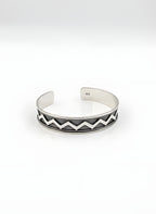 Bold 25.90g 925 Italian Silver Geometric Zig-Zag Adjustable Cuff Bracelet