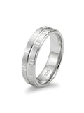Contemporary 925 Italian Silver Matte Band Ring with Polished Geometric Cuts