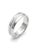 Classic 925 Italian Silver Band Ring with Textured Center Groove