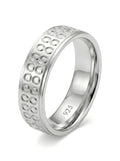 Stylish 925 Italian Silver Band Ring with Double Row Circle Pat