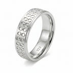 Stylish 925 Italian Silver Band Ring with Double Row Circle Pat