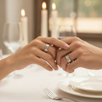 Silver ring with '925' stamp on a white background