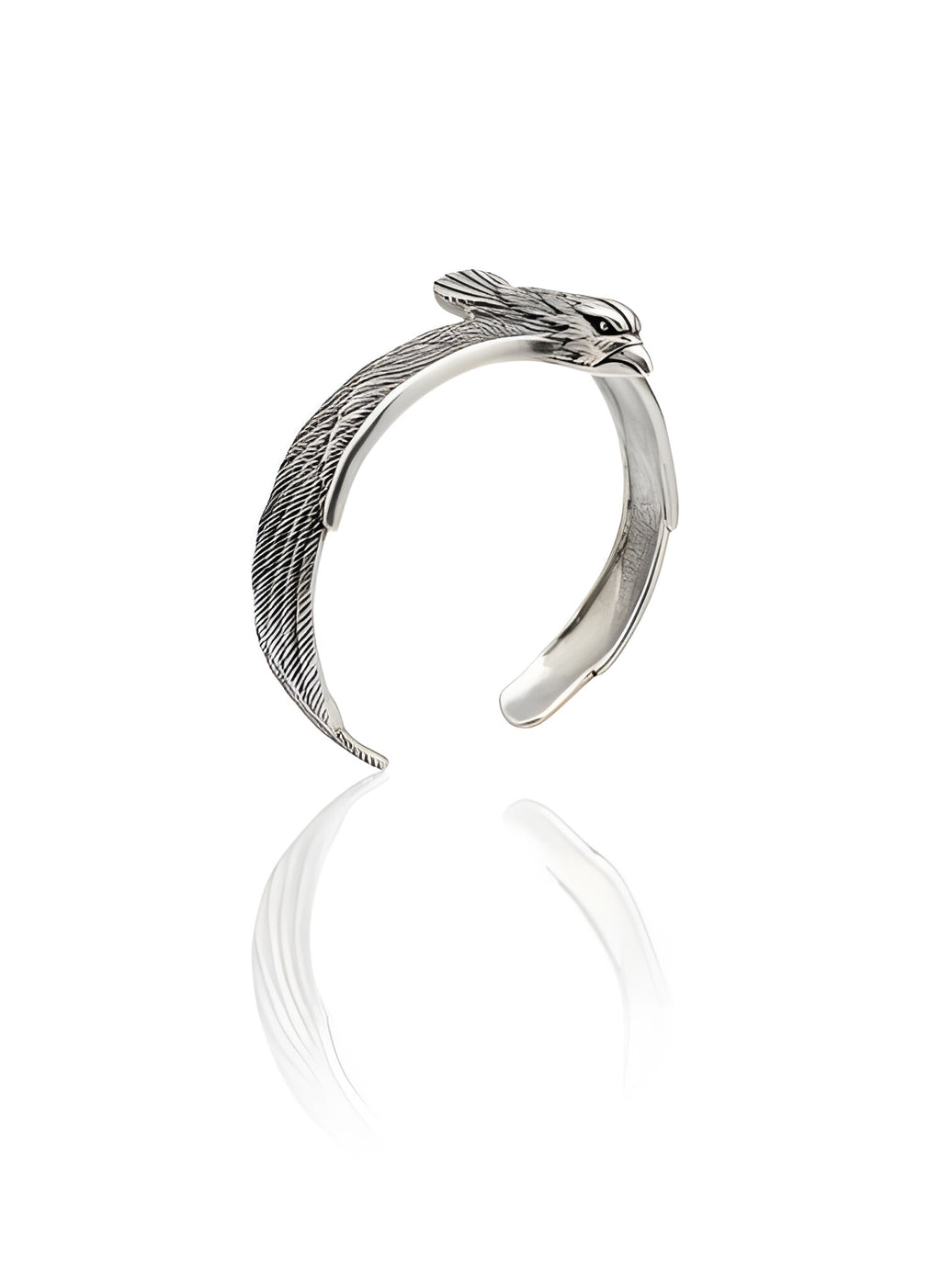 Majestic 29.82g 925 Italian Silver Eagle Head &amp; Feather Adjustable Cuff Bracelet