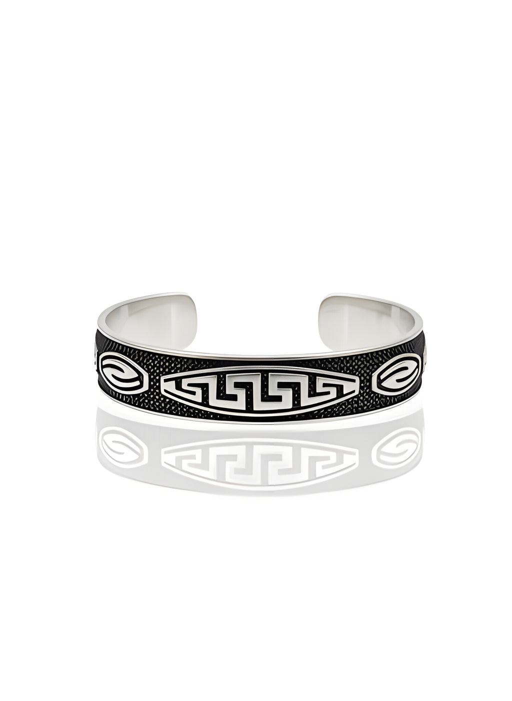 Statement 25.11g 925 Italian Silver Geometric Oval Cuff Bracelet