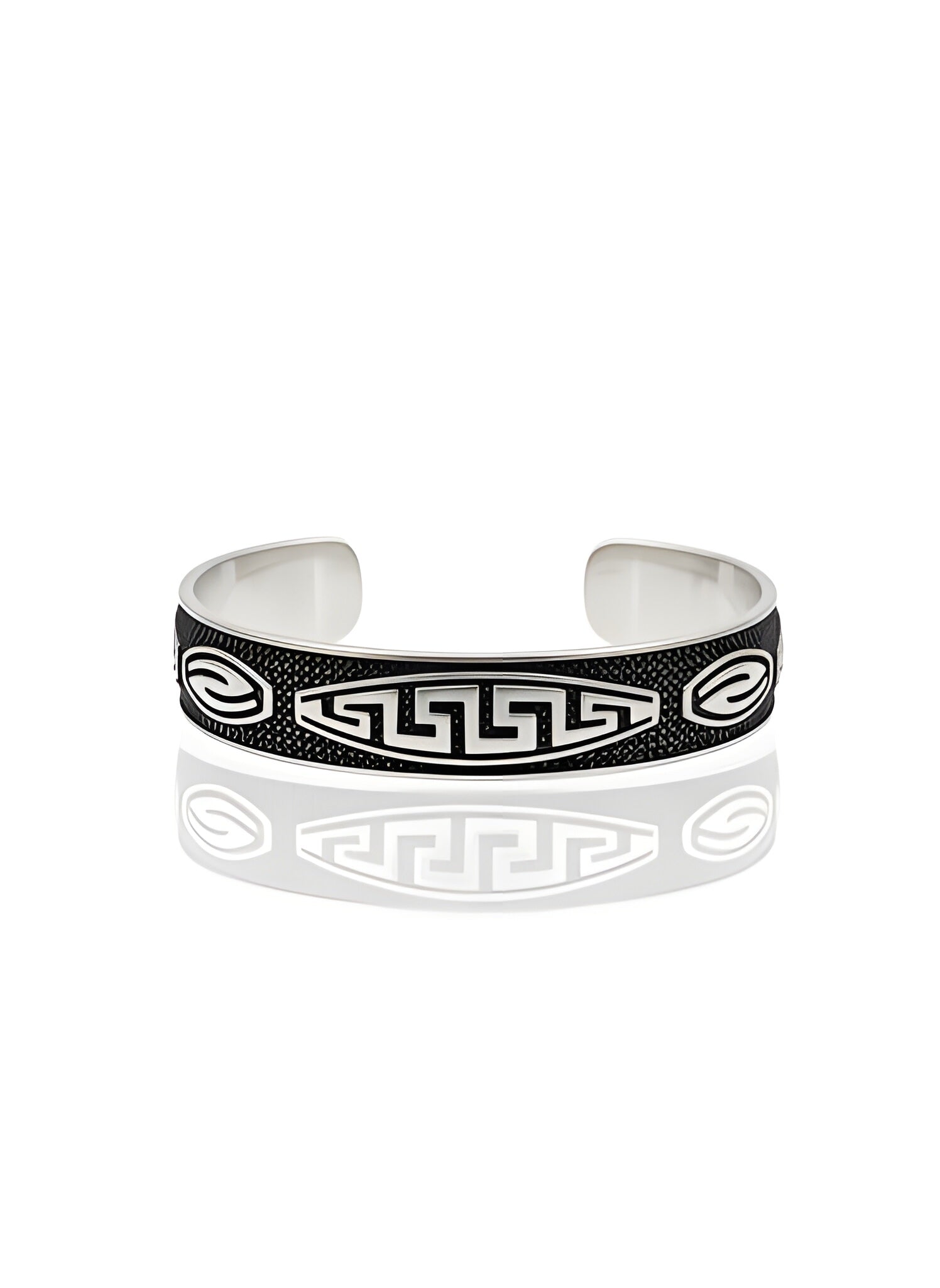 Statement 25.11g 925 Italian Silver Geometric Oval Cuff Bracelet