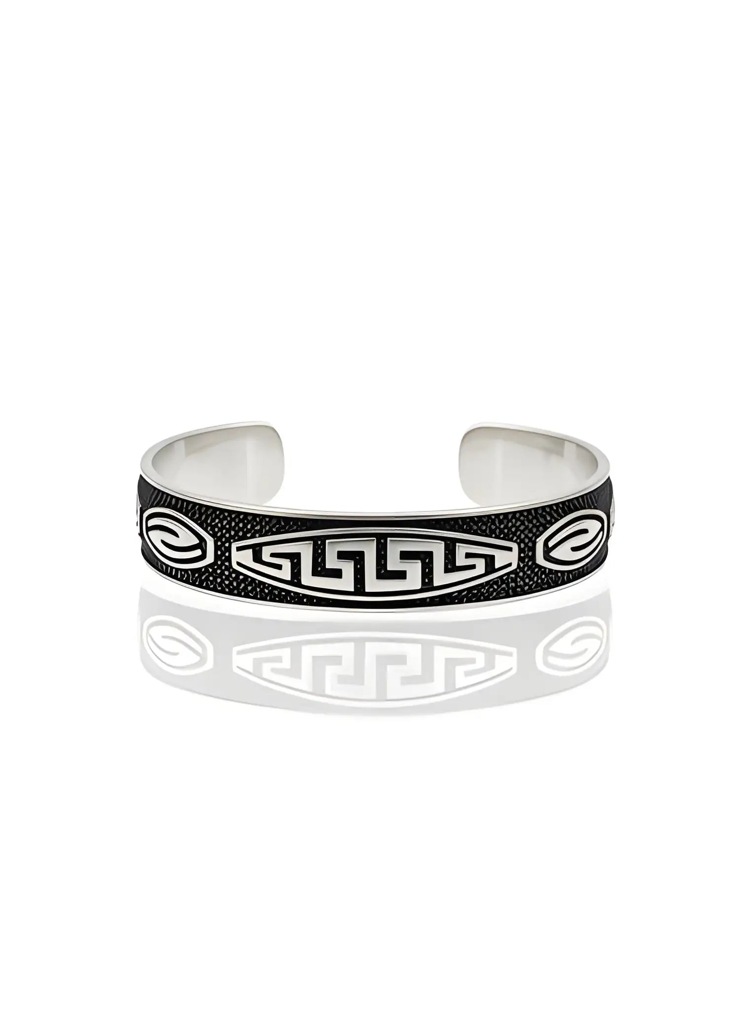 Statement 25.11g 925 Italian Silver Geometric Oval Cuff Bracelet