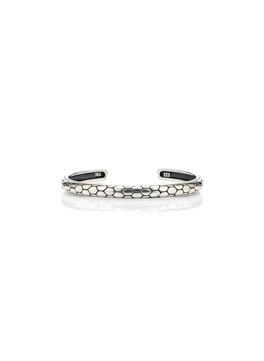 Sleek 16.33g 925 Italian Silver Honeycomb / Snake Scale Adjustable Cuff Bracelet