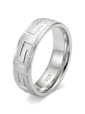Classic 925 Italian Silver Greek Key Pattern Band Ring