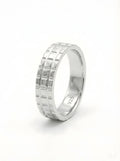 Bold 925 Italian Silver Brick Pattern Band Ring