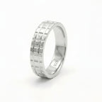 Bold 925 Italian Silver Brick Pattern Band Ring