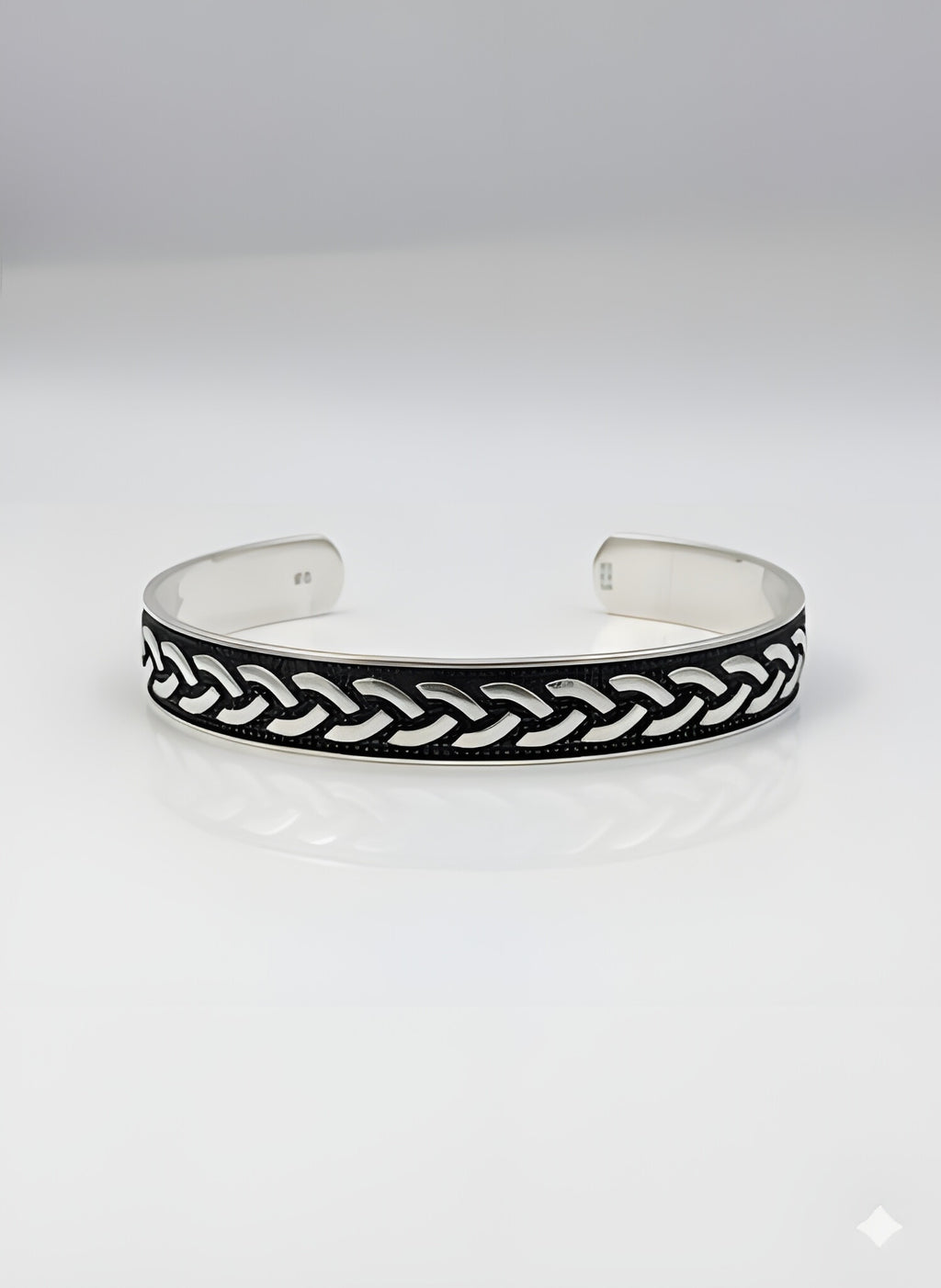 Classic 28.32g 925 Italian Silver Braided Celtic Knot Adjustable Cuff Bracelet
