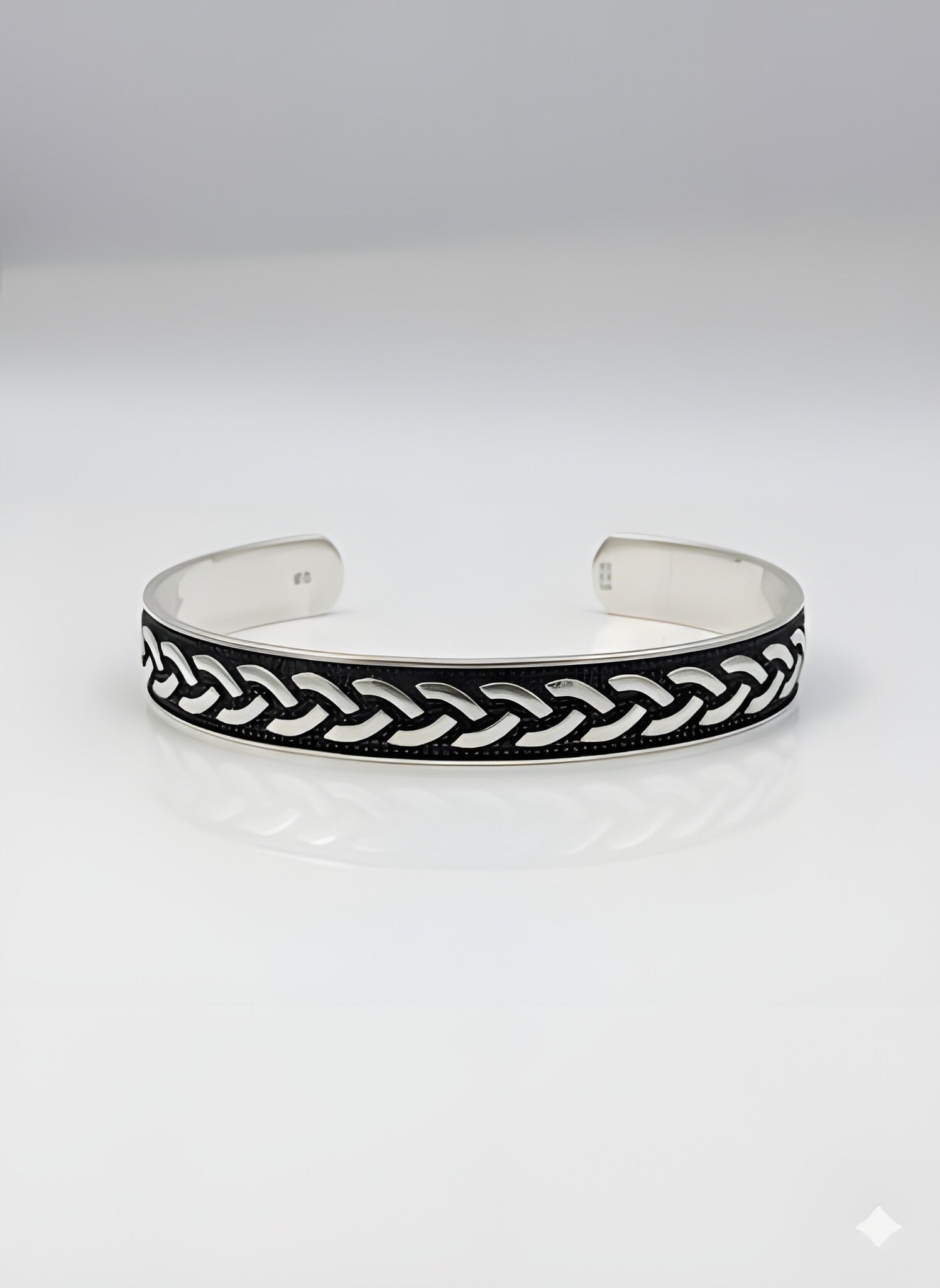Classic 28.32g 925 Italian Silver Braided Celtic Knot Adjustable Cuff Bracelet