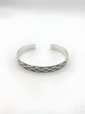 Sleek 25.5g 925 Italian Silver Geometric Brick Weave Adjustable Cuff Bracelet